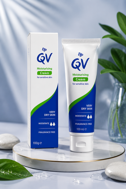 QV Moisturising Cream 100g – كريم ترطيب للبشرة الحساسة والجافة جدًا 💙✨