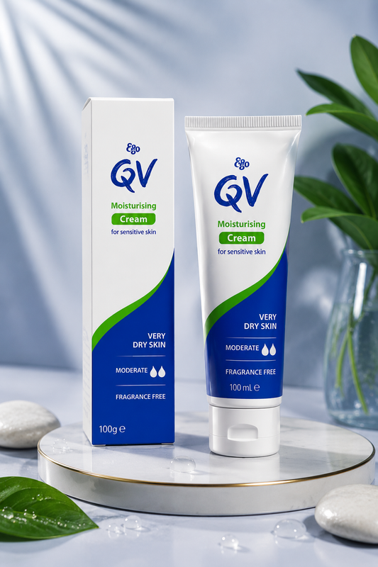 QV Moisturising Cream 100g – كريم ترطيب للبشرة الحساسة والجافة جدًا 💙✨