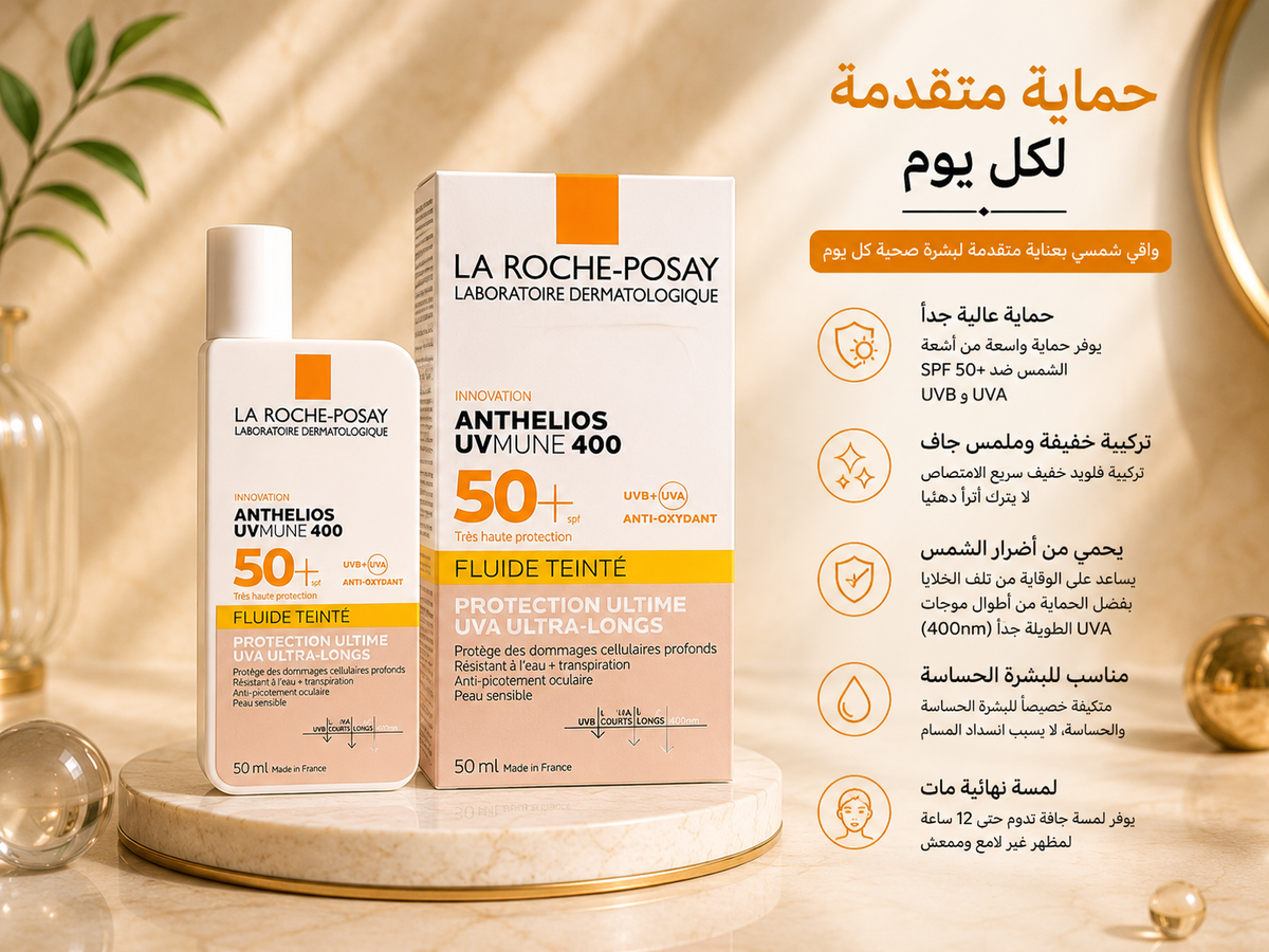 La Roche-Posay Anthelios UVMune 400 Oil Control SPF50+ 50ml – واقي شمس للبشرة الدهنية ☀️💚