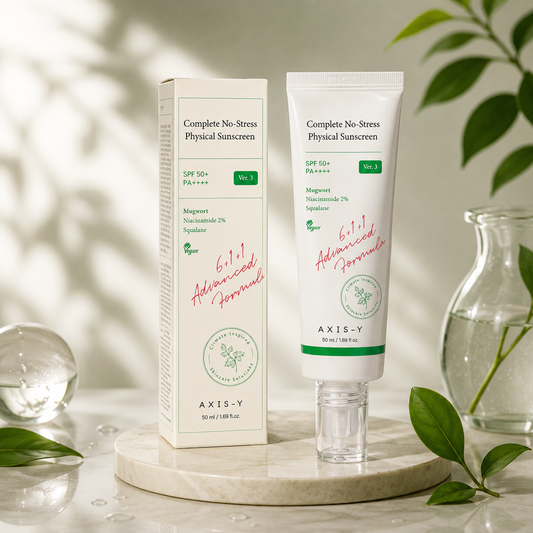 AXIS-Y Complete No-Stress Physical Sunscreen SPF50+ PA++++ 50ml – واقي شمس فيزيائي مهدئ للبشرة 🌿☀️