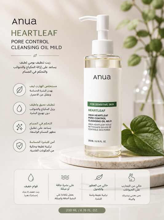 Anua Heartleaf Pore Control Cleansing Oil – زيت تنظيف أنوا للتحكم بالمسام🇰🇷