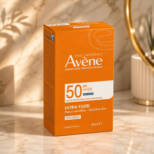 Avène Ultra Fluid Invisible SPF50+ 50ml – واقي شمس للبشرة الحساسة ☀️🧡