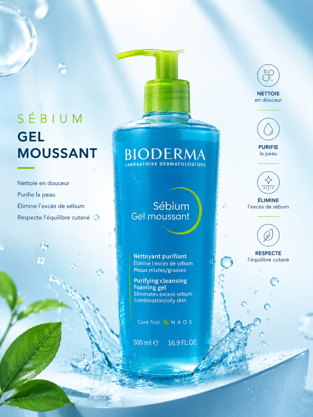 BIODERMA Purifying cleansing combination |oily skin, 500m|
