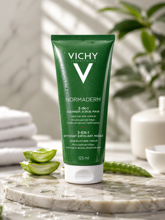 Vichy Normaderm 3-in-1 Cleanser, Scrub & Mask – 125ml | غسول، مقشر وماسك 3 في 1 من فيشي