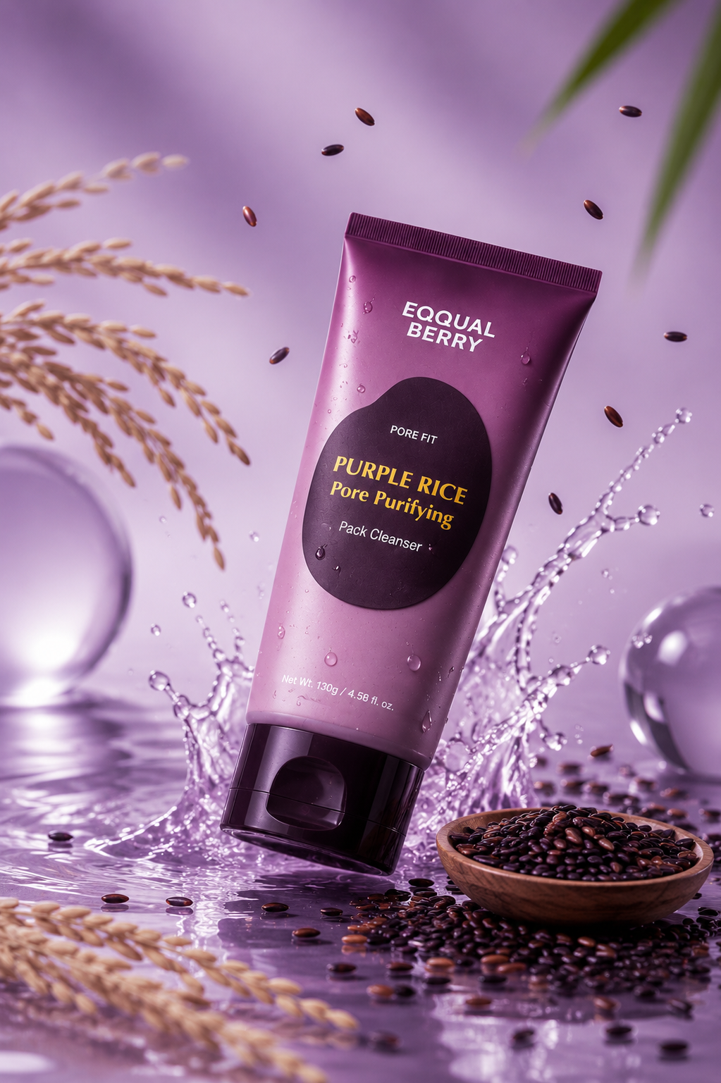 Equal Berry Purple Rice Pore Purifying Pack Cleanser 130g 🇰🇷– غسول لتنقية المسام وتنظيف البشرة 💜✨