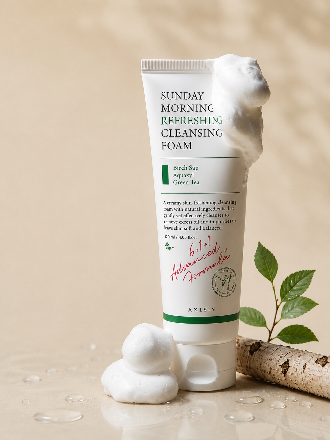 AXIS-Y Sunday Morning Refreshing Cleansing Foam 120ml 🇰🇷– غسول رغوي منعش لتنظيف البشرة 💚✨