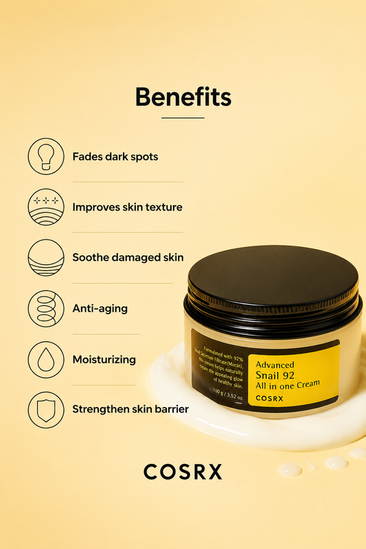 COSRX Advanced Snail 92 All In One Cream – كريم كوزركس الحلزون 92% متعدد الفوائد✨