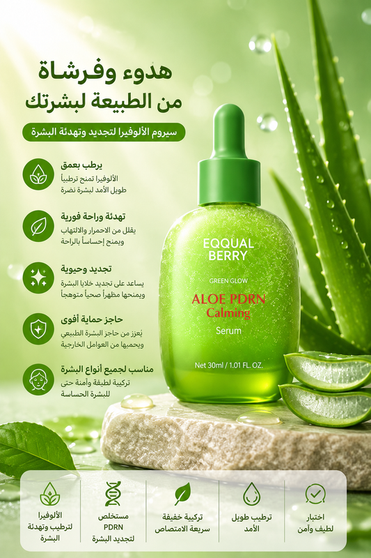 Equal Berry Green Aid Aloe PDRN Calming Serum 30ml – سيروم الألوفيرا المهدئ للبشرة 💚✨