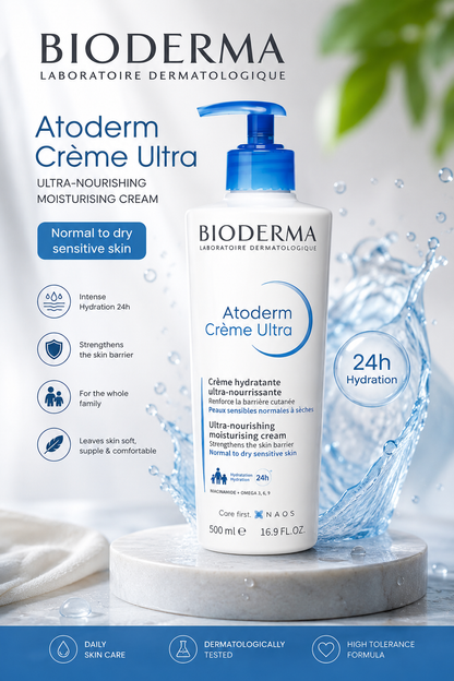 Bioderma Atoderm Crème Ultra Moisturizing Cream – 500ml كريم بيوديرما أتوديرم ألترا المرطب – 500 مل