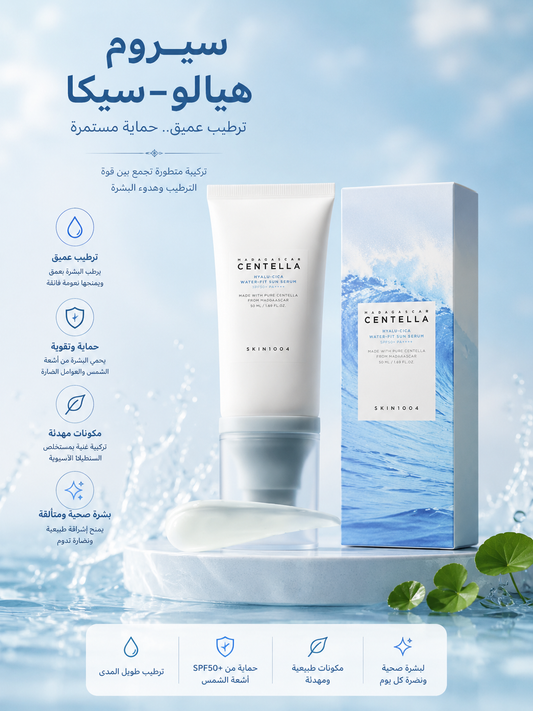 SKIN1004 Madagascar Centella Hyalu-Cica Water-Fit Sun Serum SPF50+ PA++++ – سيروم واقي الشمس سنتيلا مدغشقر SPF50+☀️