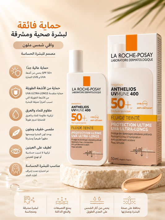 La Roche-Posay Anthelios UVMune 400 Tinted SPF50+ 50ml – واقي شمس ملون للبشرة الحساسة ☀️🤎