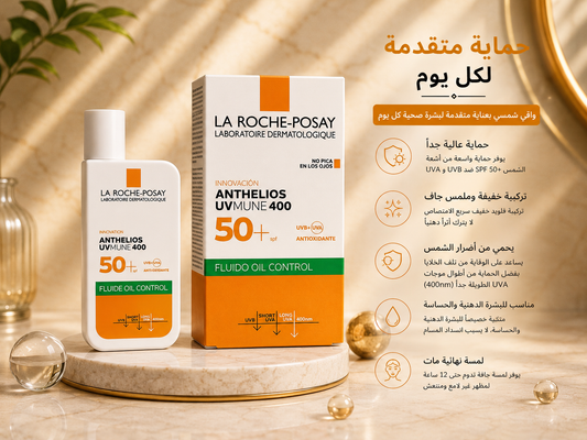 La Roche-Posay Anthelios UVMune 400 Oil Control SPF50+ 50ml – واقي شمس للبشرة الدهنية والحساسة ☀️💚