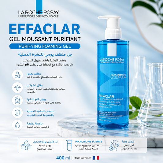‏ La Roche-Posay Effaclar Purifying Foaming Gel – 400m - غسول لاروش بوزيه إيفاكلار المنظف للبشرة الدهنية – 400 مل