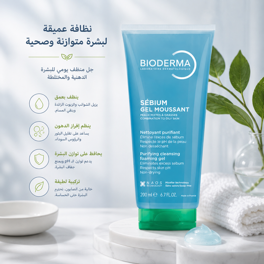 Bioderma Sébium Gel Moussant – بيوديرما سيبيوم جل غسول للبشرة الدهنية🇫🇷
